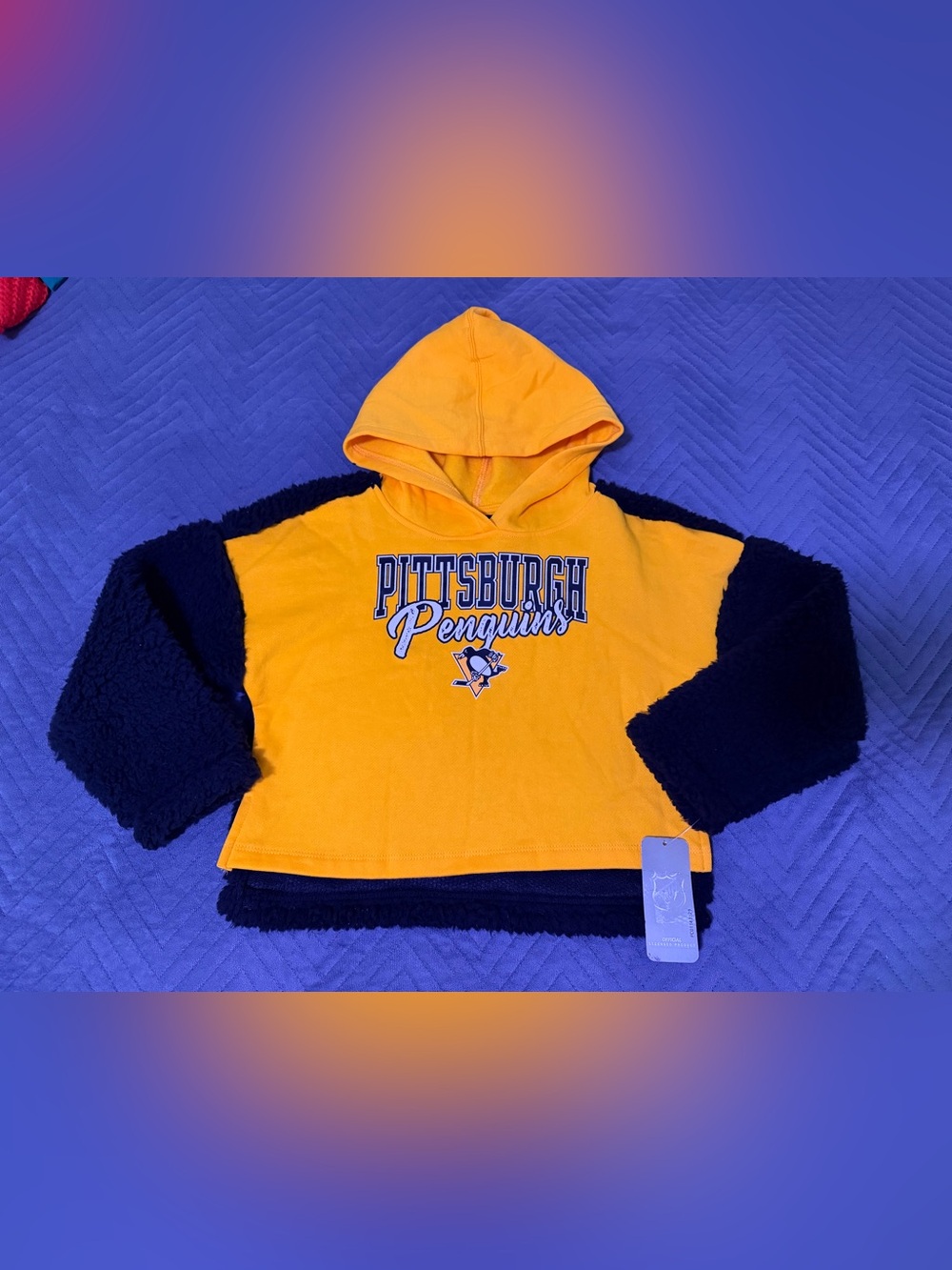 NWT NHL Pittsburgh Penguins Girls Sherpa Hoodie Sweatshirt Size S 6/6X